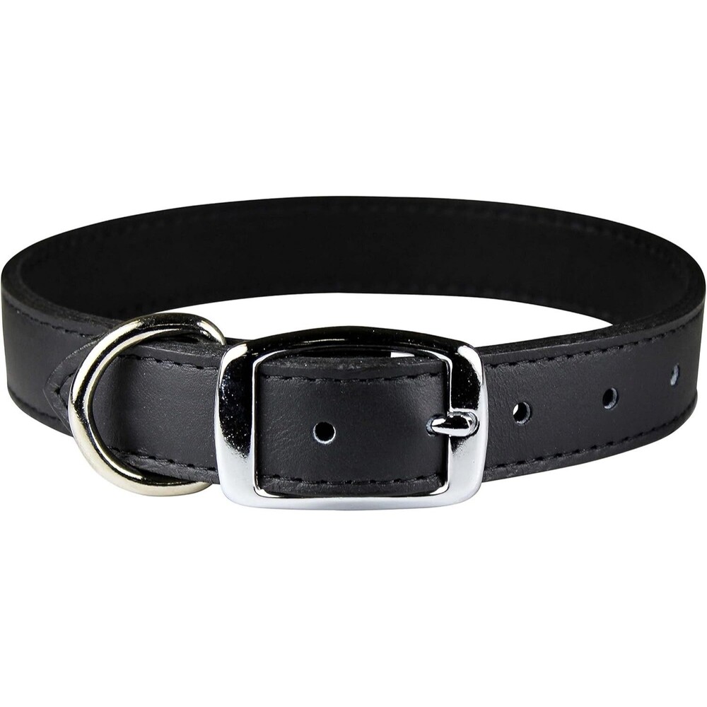 OmniPet Signature Leather Pet Collar, Black, Size L, 1"x26", Buckle Closure